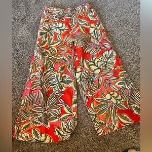 C&C California linen Tropical Print Wide-Leg Pants